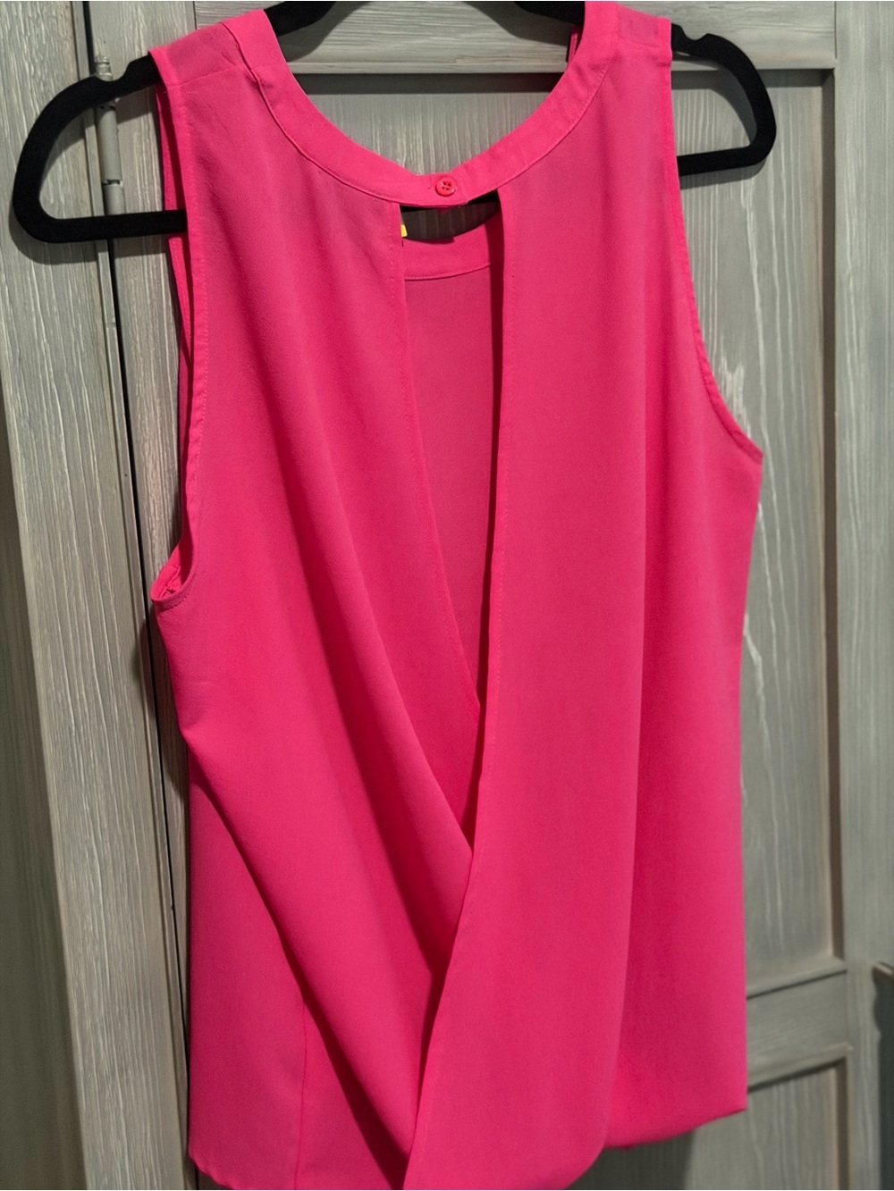 Bright Hot Pink Sleeveless Drape Front Blouse